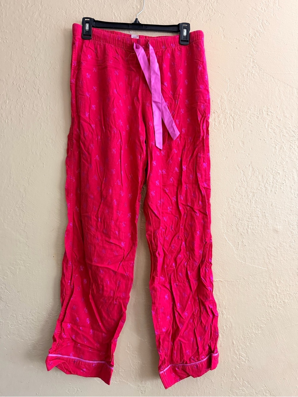 Victoria's Secret Hot Pink Pajama Pants with Light Pink Drawstring
